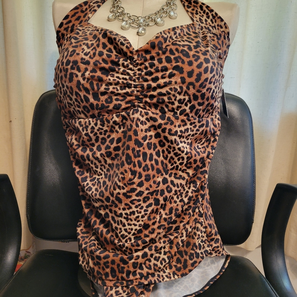 Ruby Ribbon Cheetah Print Swimwear One Piece Swimsuit Size 14